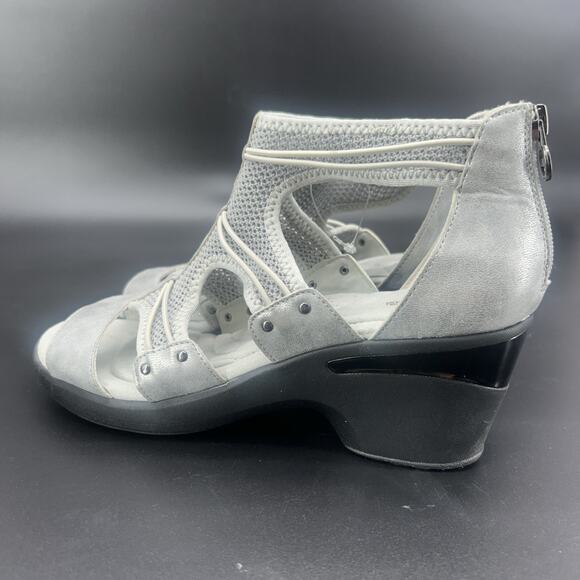 Jambu JBU Everly Womens 8.5M Vegan Gladiator Sandal Light Gray Shimmer Stretch - Picture 2 of 9